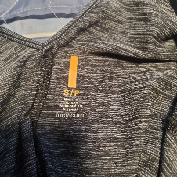 Lucy Size S Manifest Deep V-Back Ruched Sides Gray Space Dye Long Sleeve Tunic - Picture 7 of 10